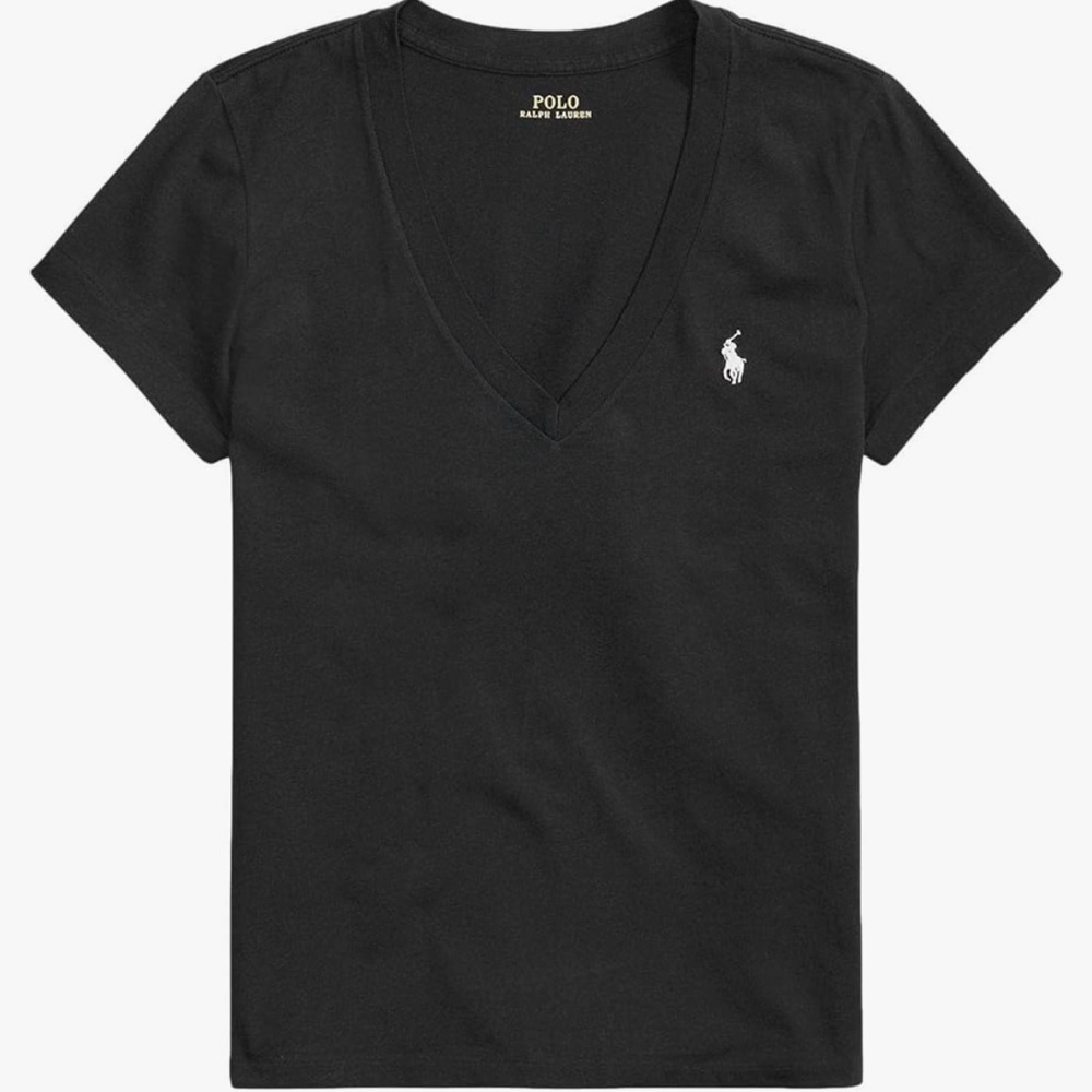 Ralph Lauren Polo Women's Classic Pony Logo V-Neck Tee: Polo Black - Medium